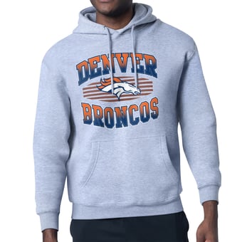 Men's Starter Heather Gray Denver Broncos Team Grit Graphic Hoodie