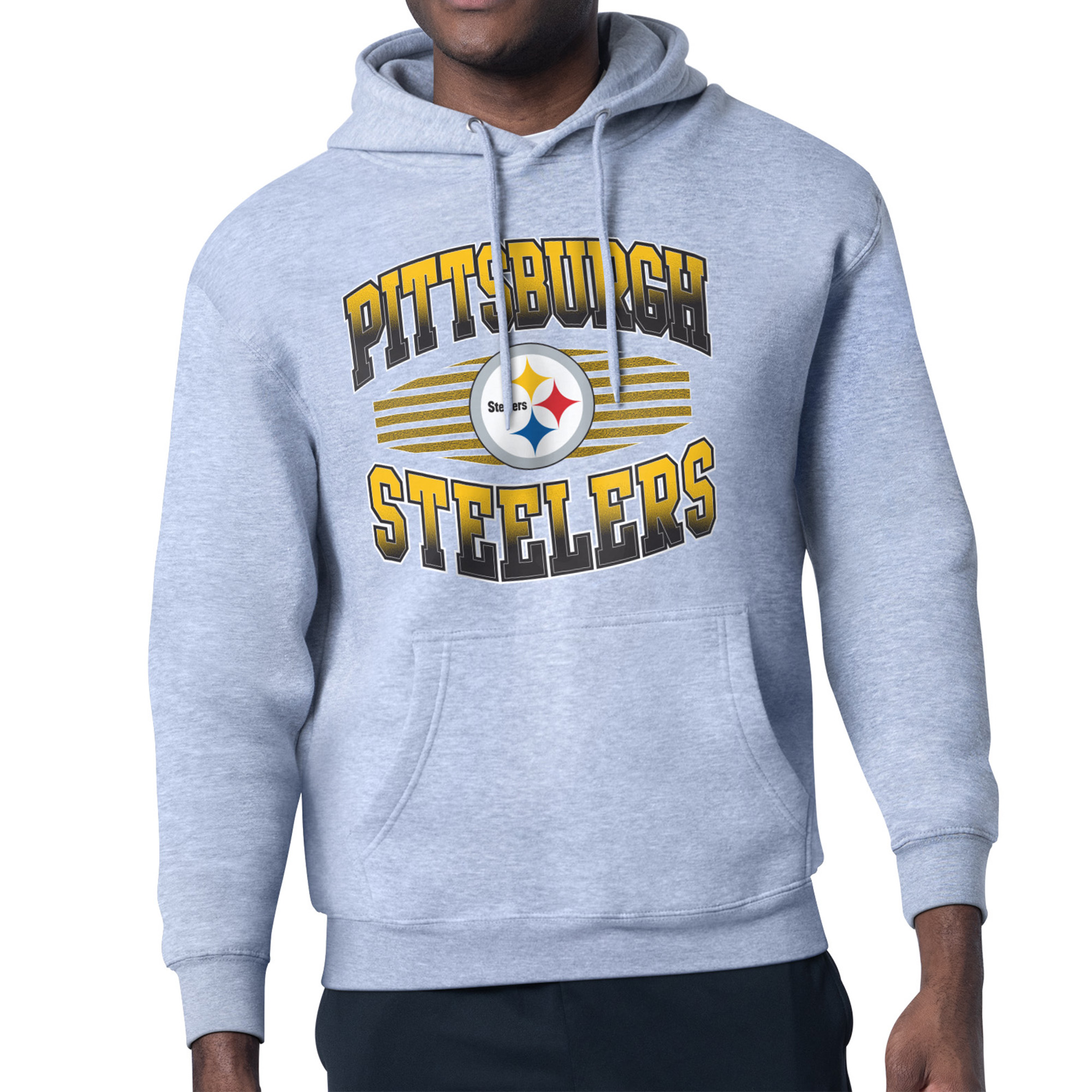 Men's Starter Heather Gray Pittsburgh Steelers Team Grit Graphic Hoodie