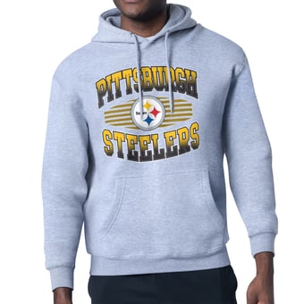 Men's Starter Heather Gray Pittsburgh Steelers Team Grit Graphic Hoodie