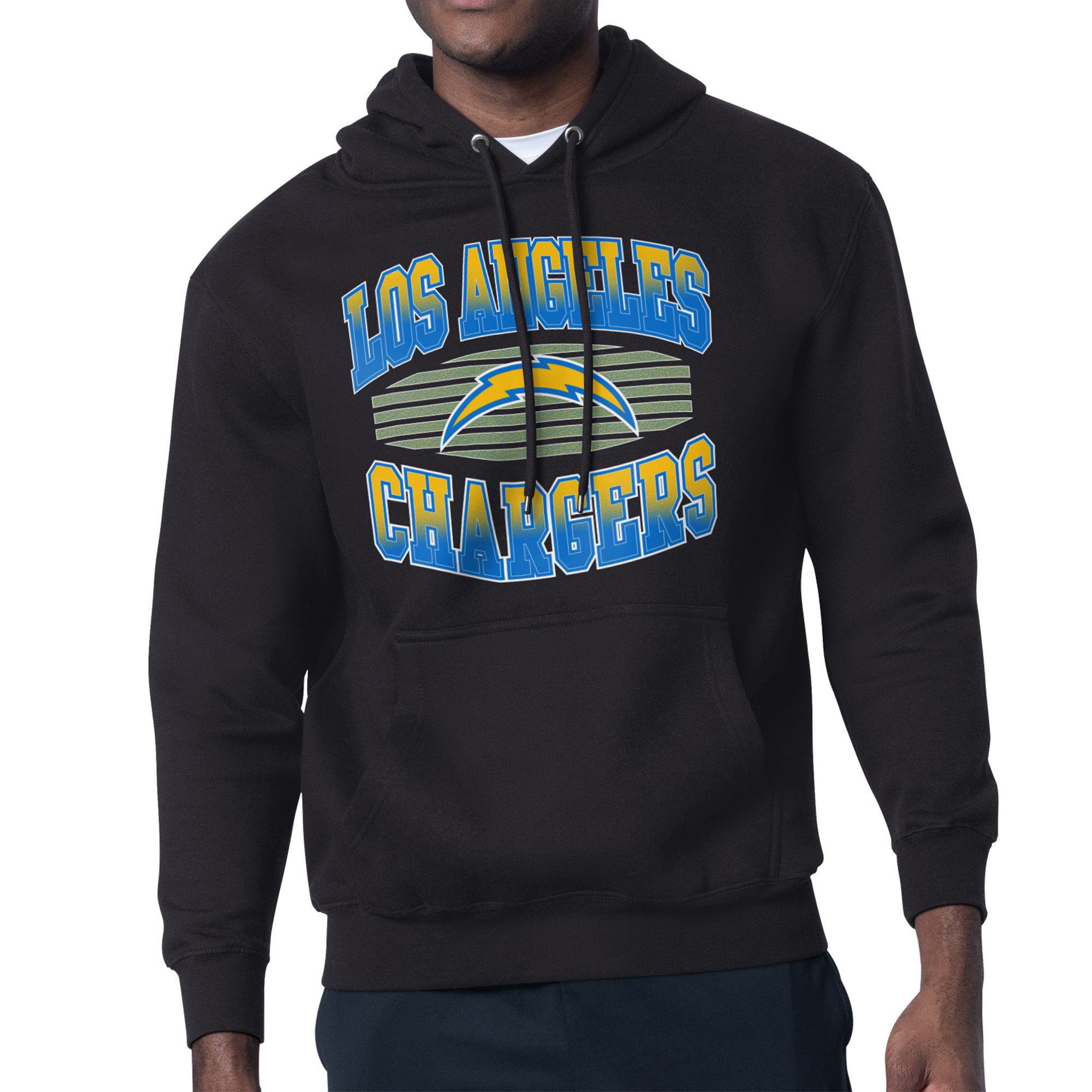 Men's Starter Black Los Angeles Chargers Team Grit Graphic Hoodie