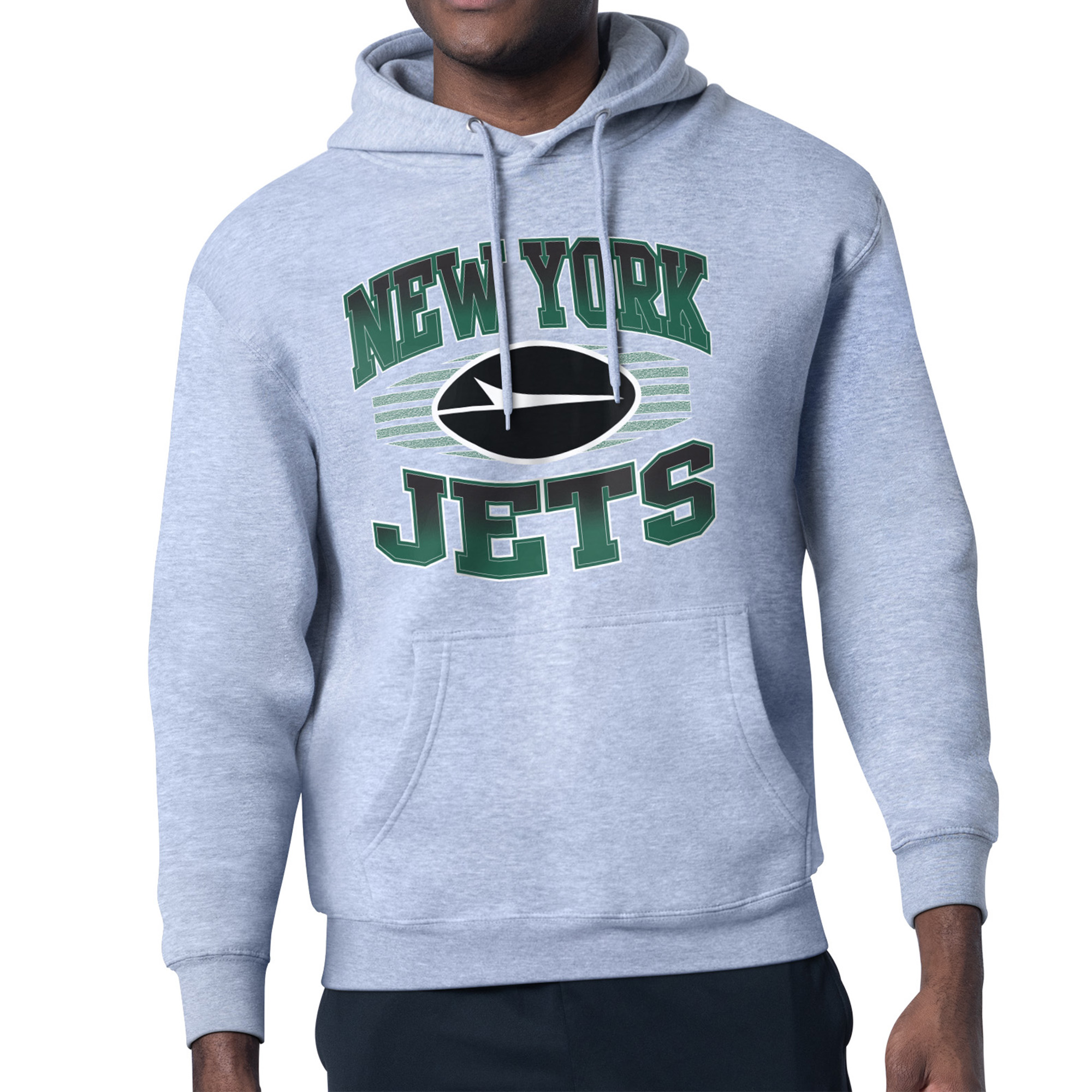 Men's Starter Heather Gray New York Jets Team Grit Graphic Hoodie