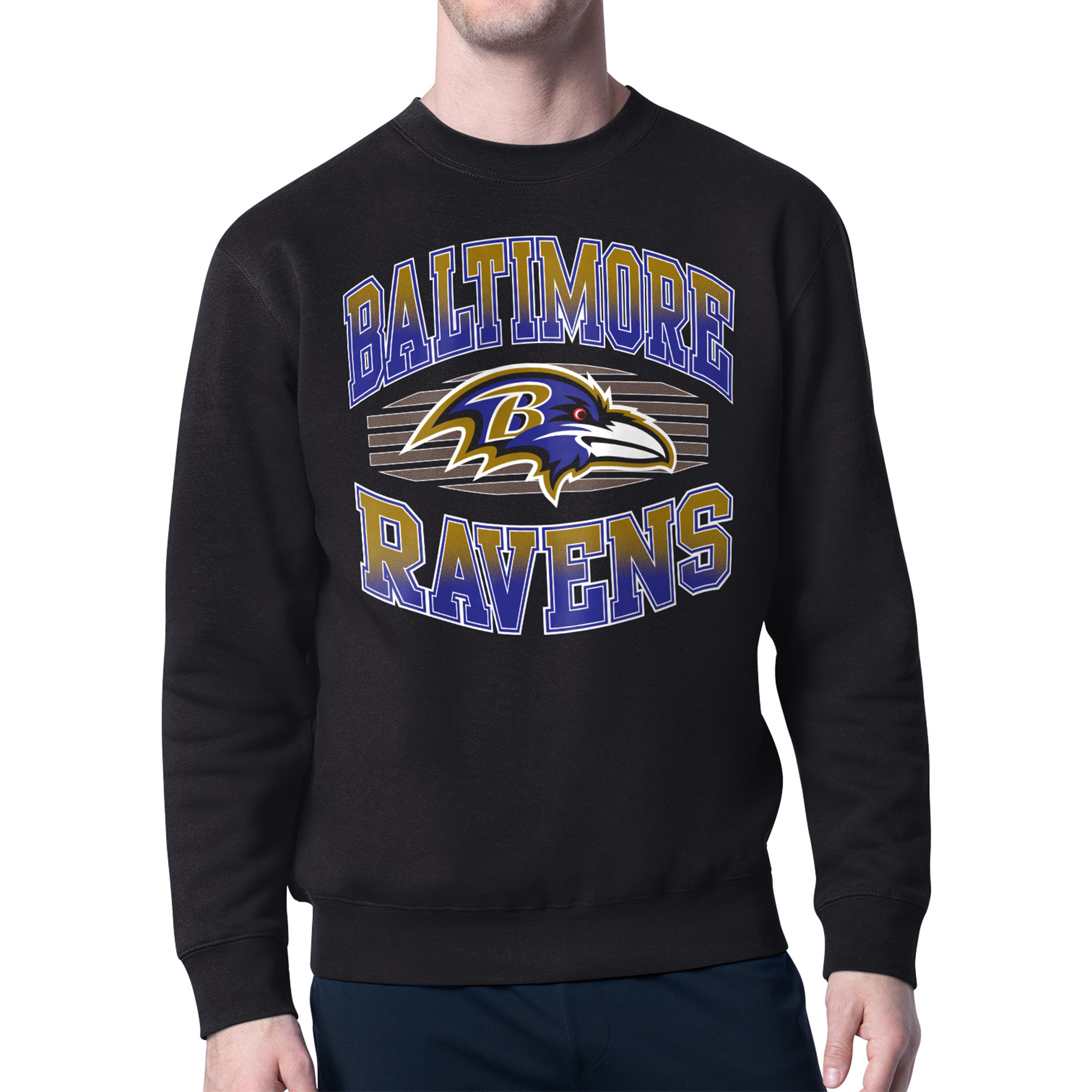 Men's Starter Black Baltimore Ravens Team Grit Graphic Fleece Pullover Sweatshirt