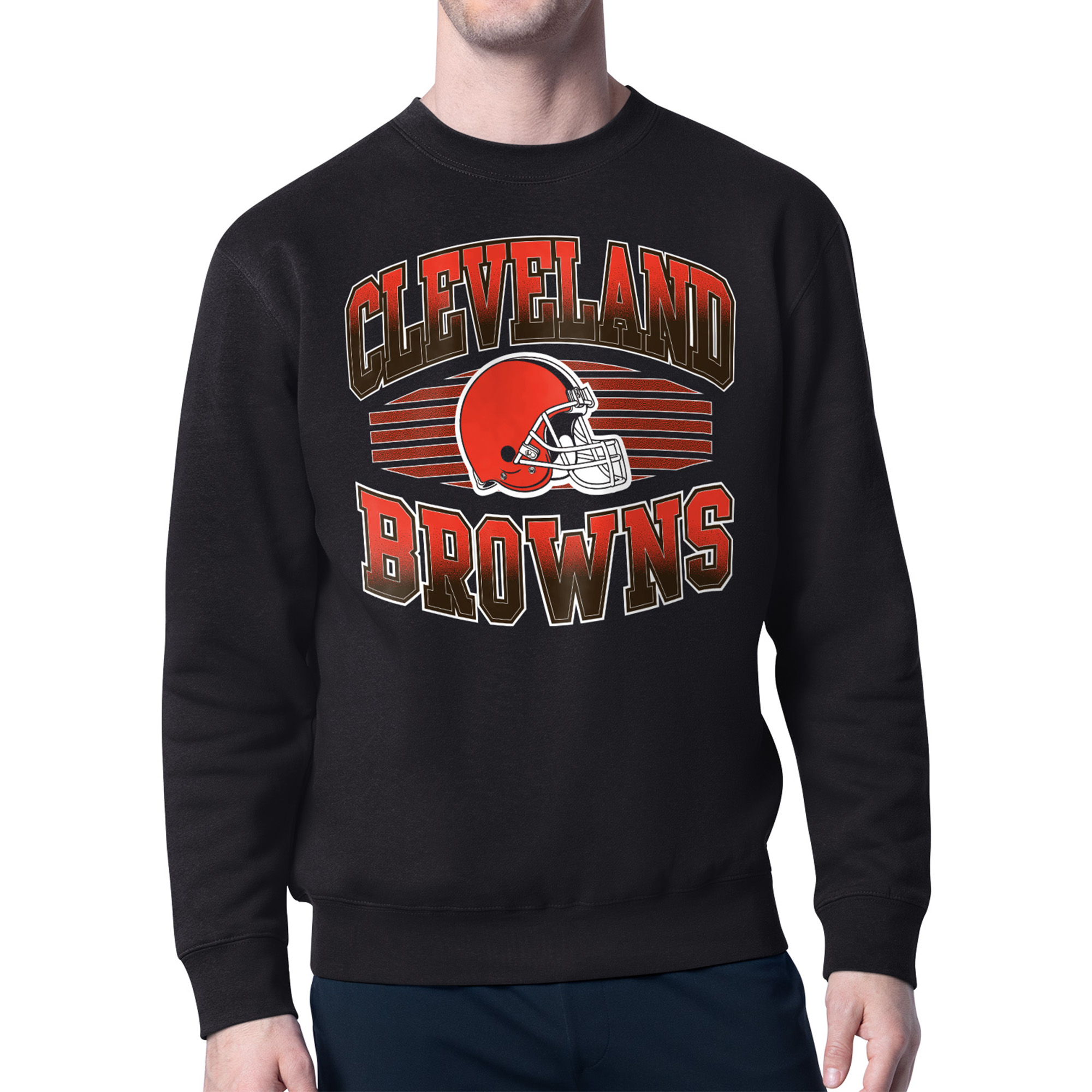 Men's Starter Black Cleveland Browns Team Grit Graphic Fleece Pullover Sweatshirt