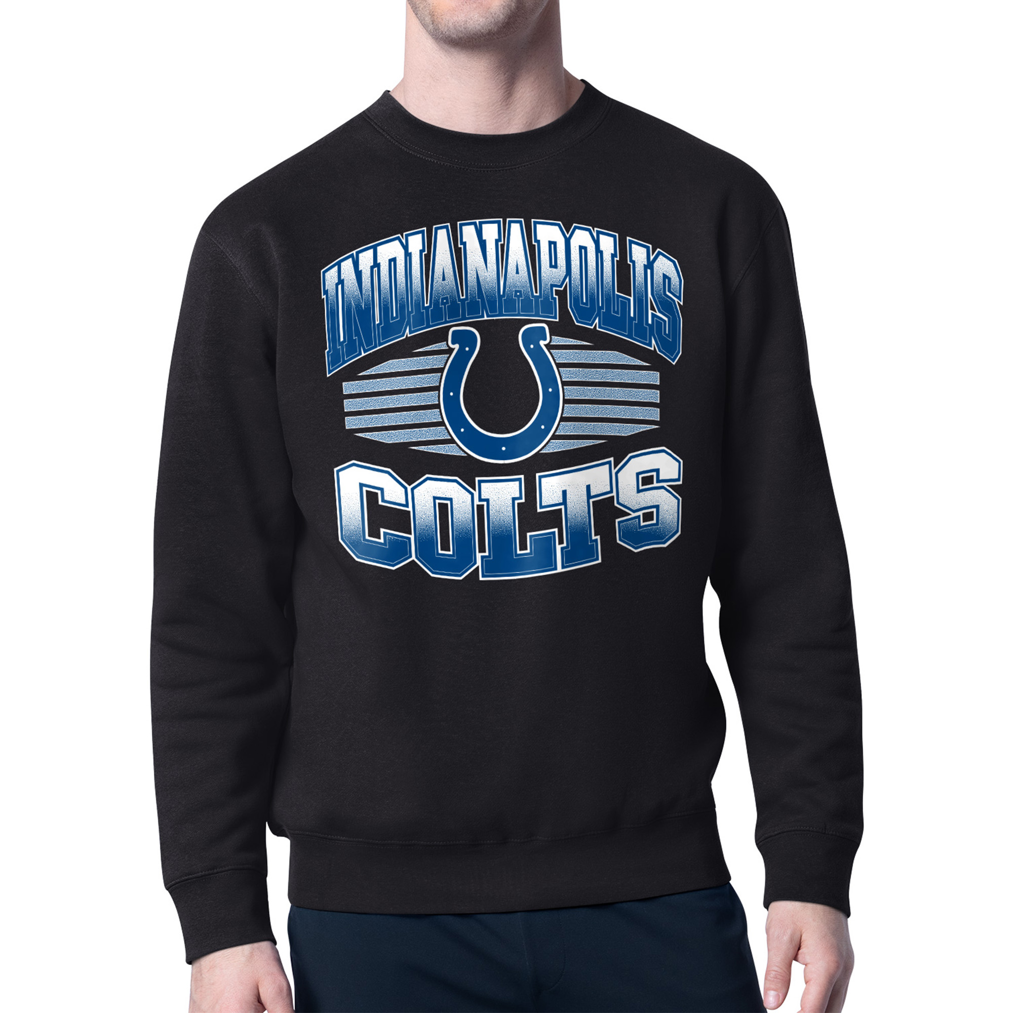 Men's Starter Black Indianapolis Colts Team Grit Graphic Fleece Pullover Sweatshirt