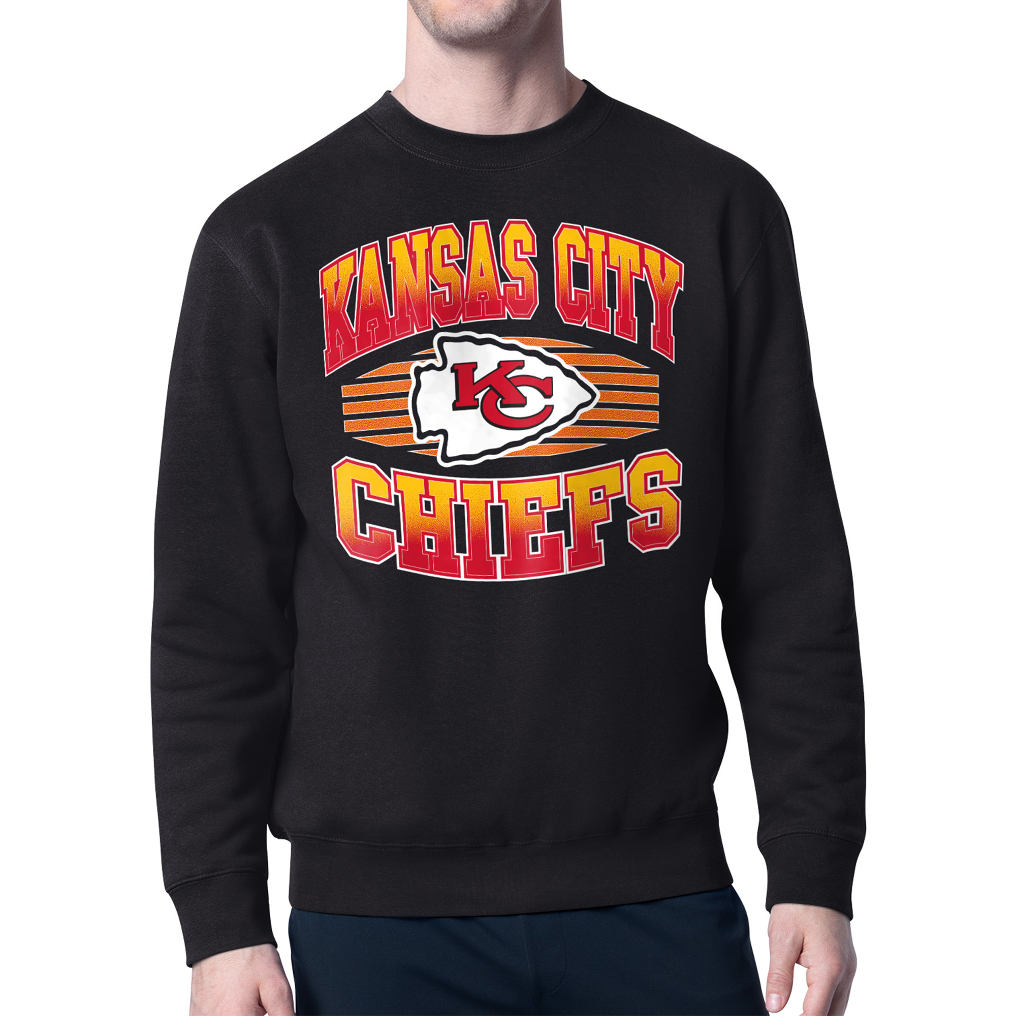 Men's Starter Black Kansas City Chiefs Team Grit Graphic Fleece Pullover Sweatshirt