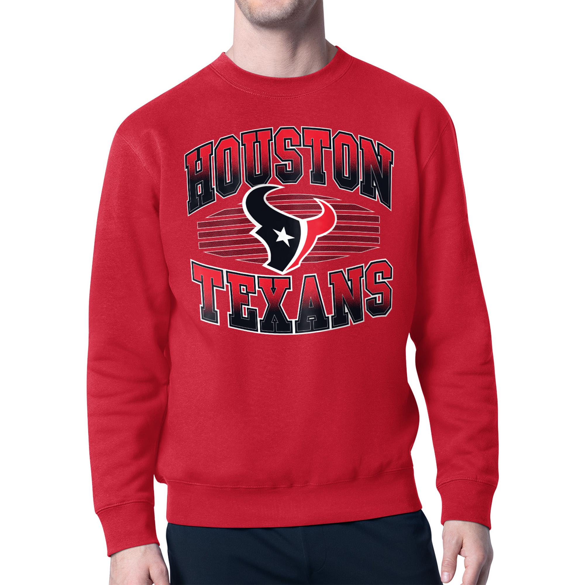 Men's Starter Red Houston Texans Team Grit Graphic Fleece Pullover Sweatshirt