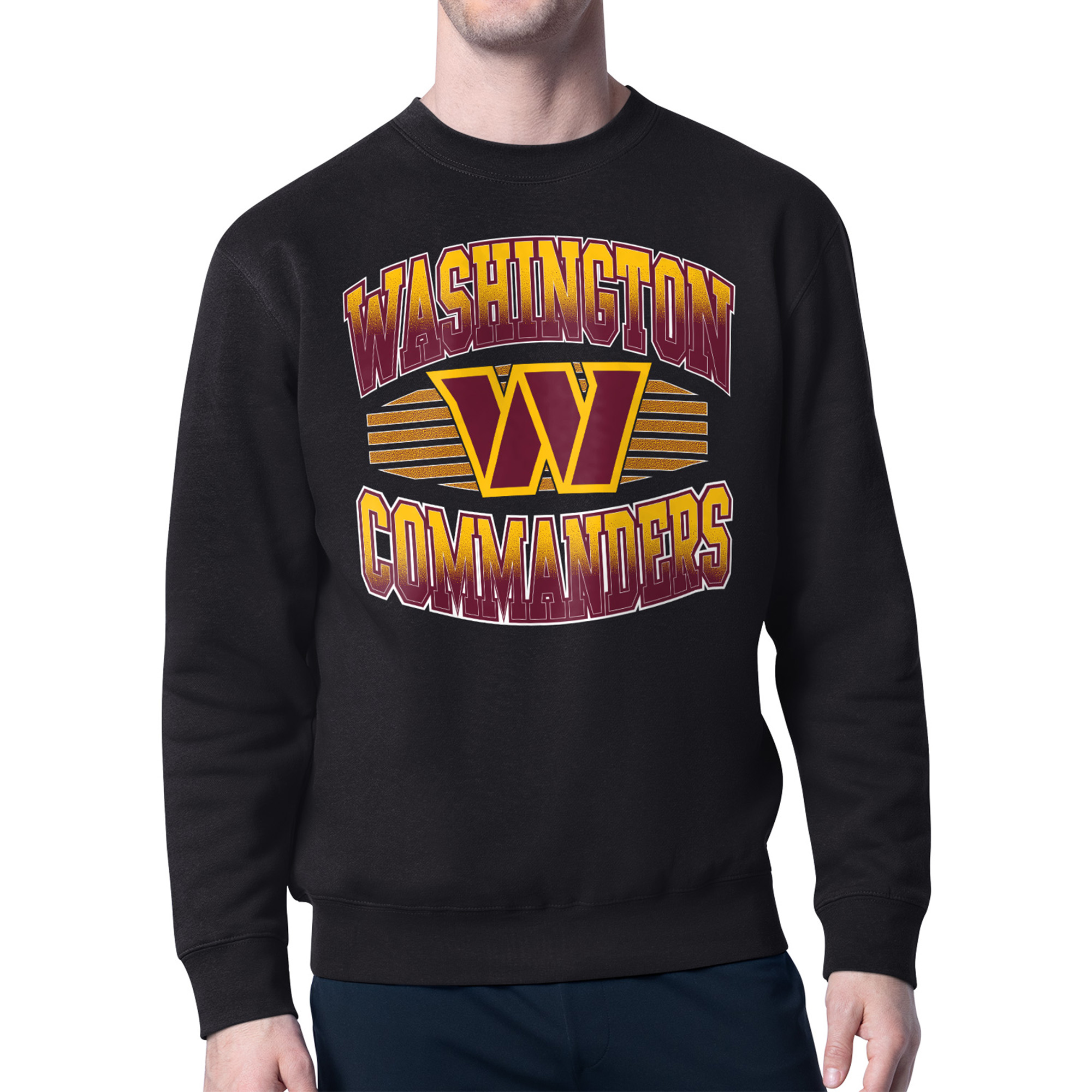 Men's Starter Black Washington Commanders Team Grit Graphic Fleece Pullover Sweatshirt