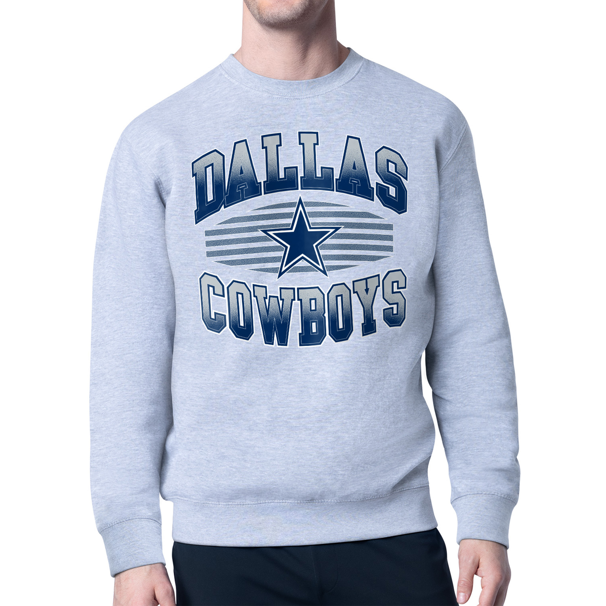 Men's Starter Heather Gray Dallas Cowboys Team Grit Graphic Fleece Pullover Sweatshirt