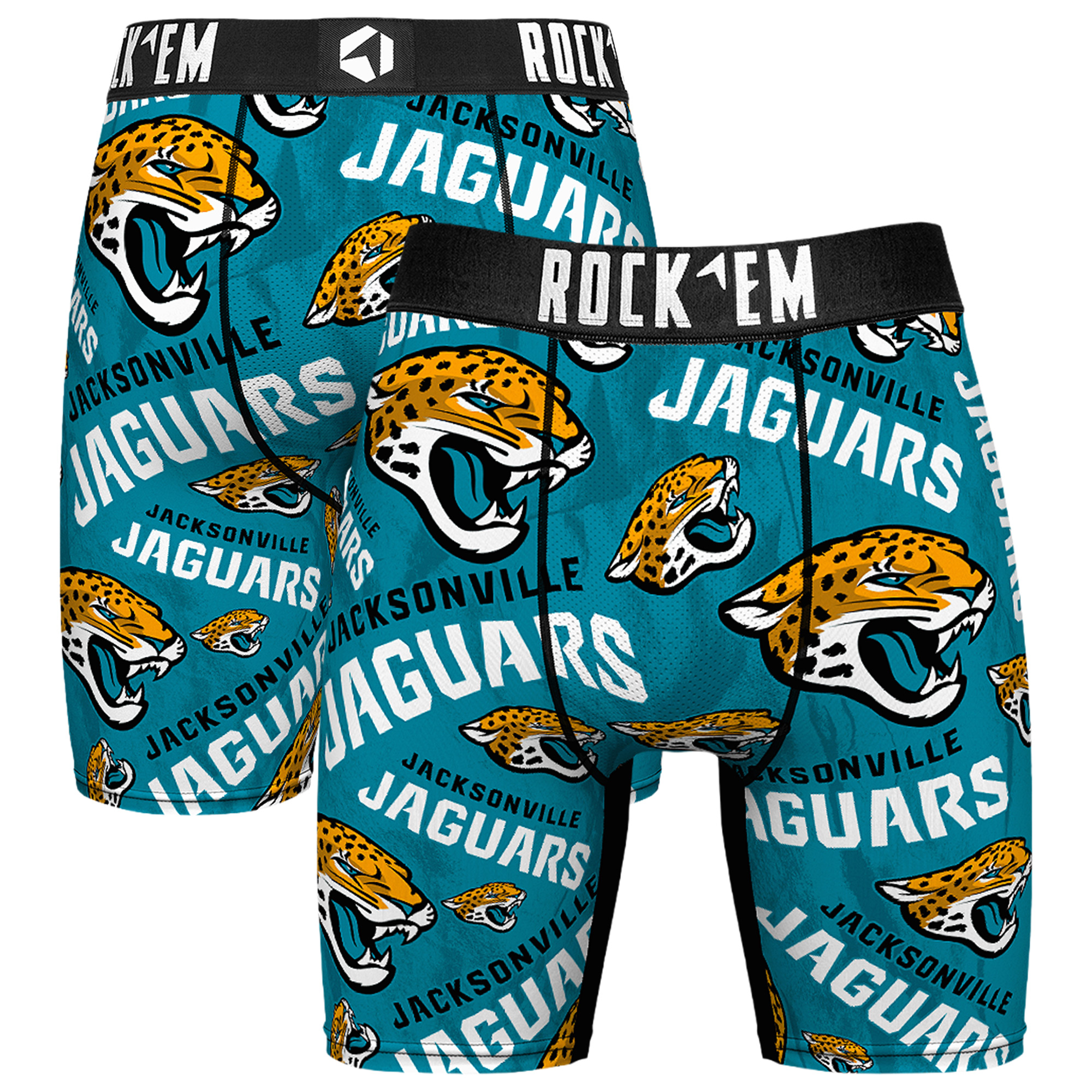 Men's Rock Em Aqua Jacksonville Jaguars Logo Boxer Briefs
