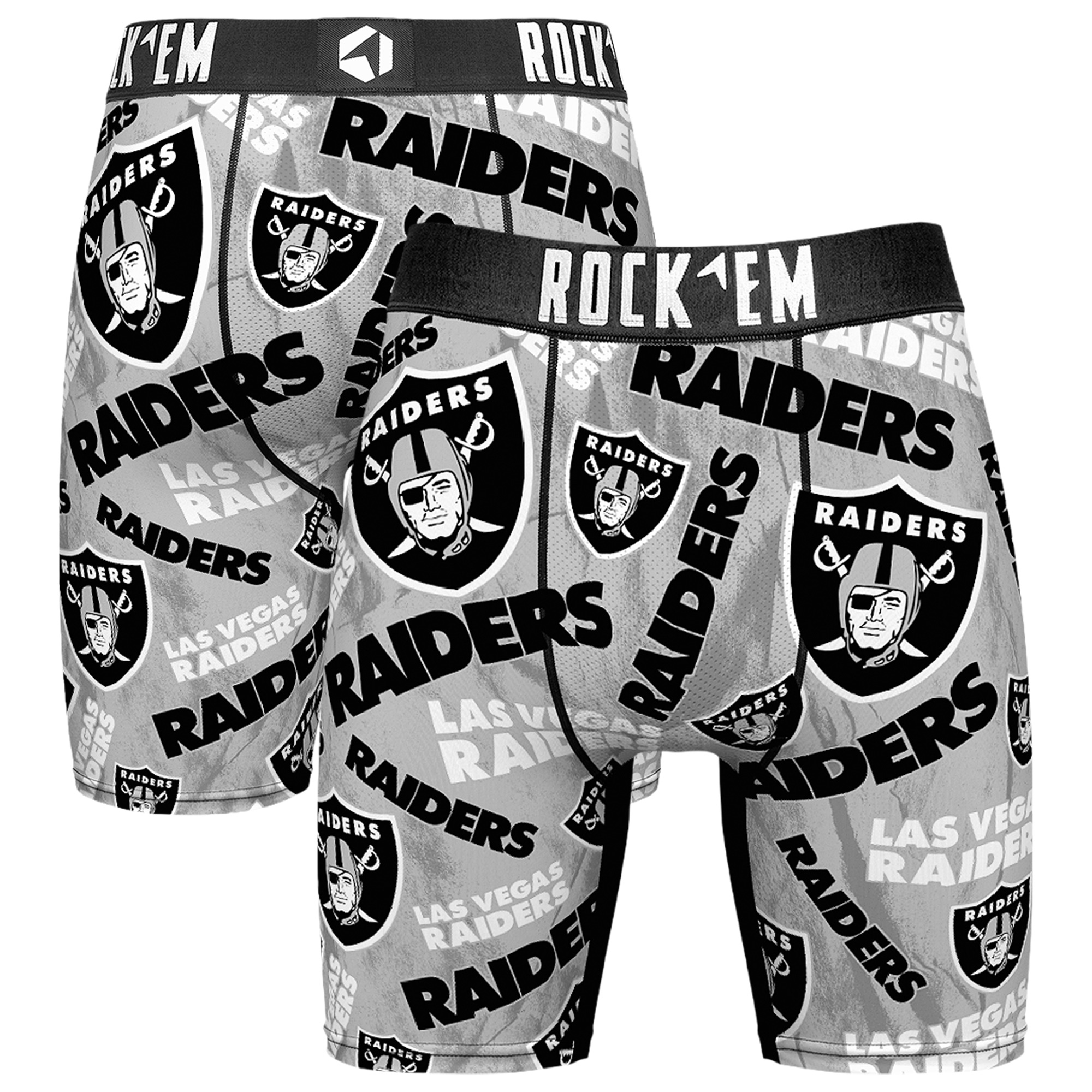 Men's Rock Em Silver Las Vegas Raiders Logo Boxer Briefs