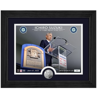Highland Mint Ichiro Suzuki Seattle Mariners 2025 Baseball Hall of Fame Induction 13" x 16" Silver Coin Photo Mint
