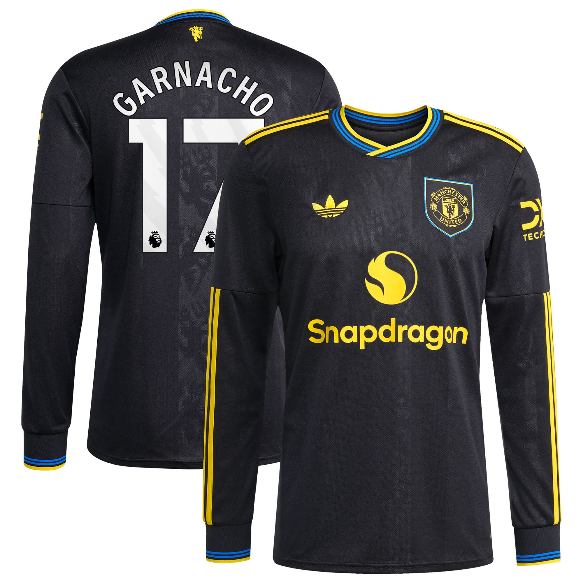 Men's adidas Alejandro Garnacho Black Manchester United 2025/26 Third Replica Long Sleeve Player Jersey