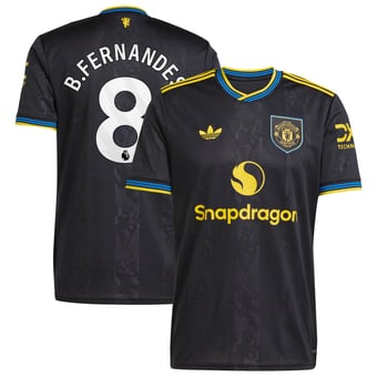 Men's adidas Bruno Fernandes Black Manchester United 2025/26 Third Replica Player Jersey