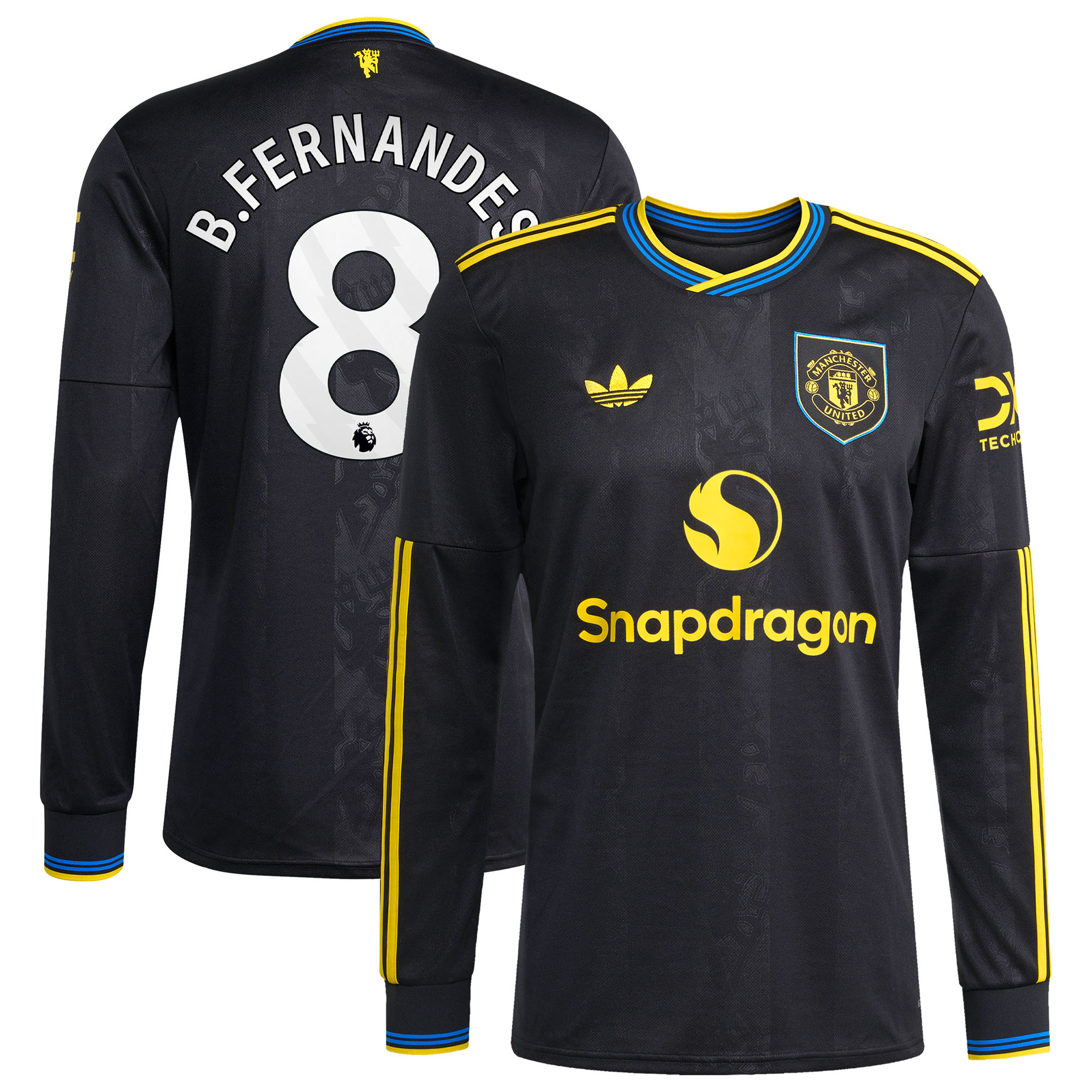 Men's adidas Bruno Fernandes Black Manchester United 2025/26 Third Replica Long Sleeve Player Jersey