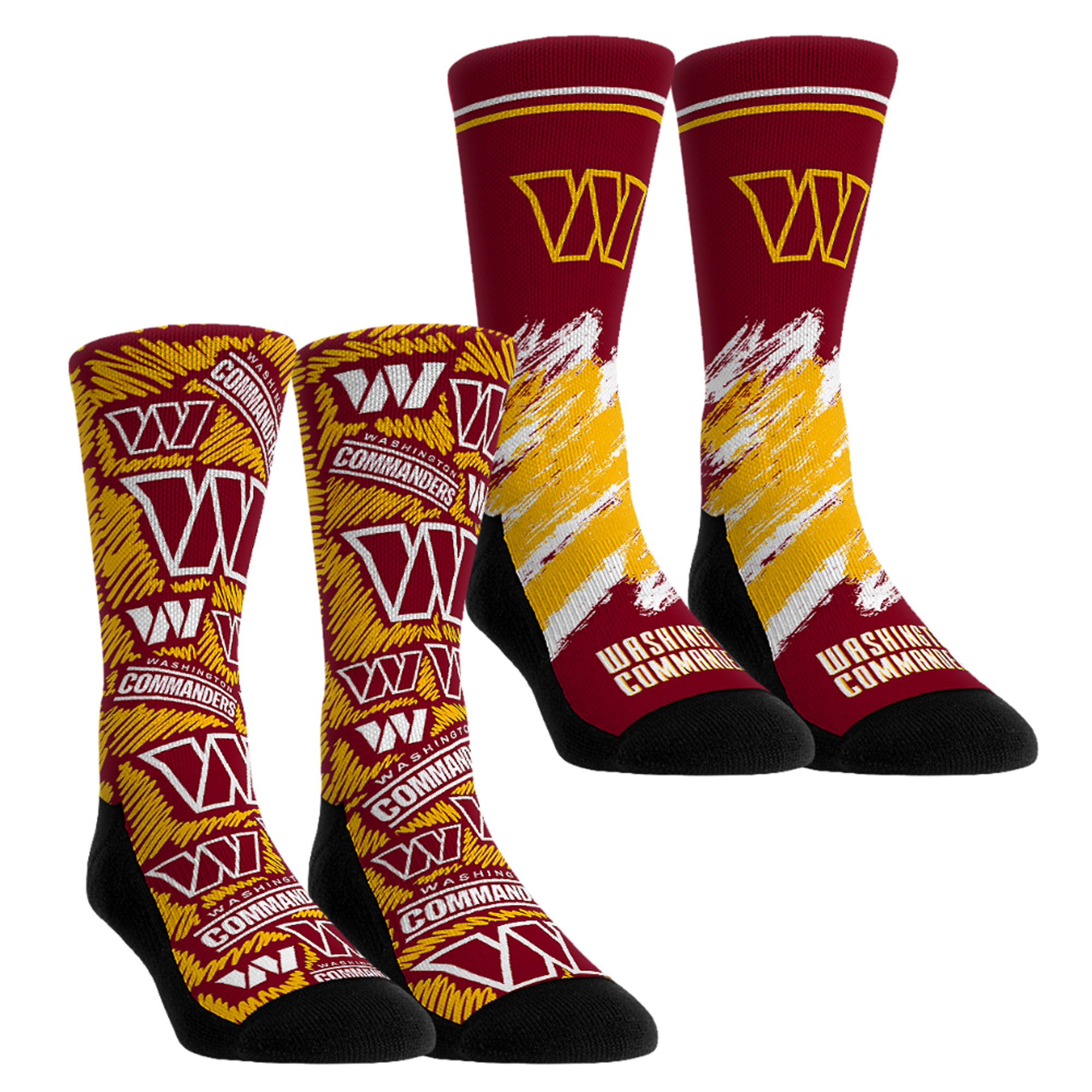 Unisex Rock Em Maroon Washington Commanders Throwback Two-Pack Crew Socks Set