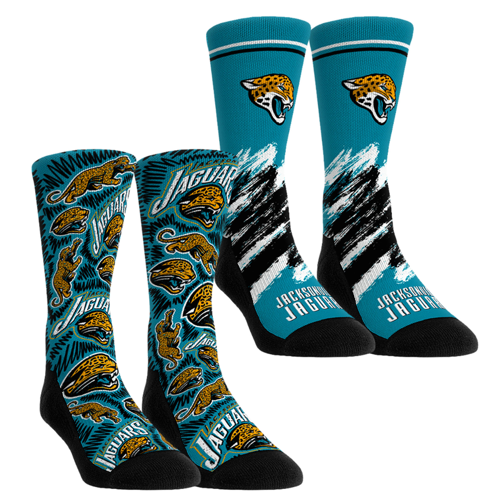 Unisex Rock Em Aqua Jacksonville Jaguars Throwback Two-Pack Crew Socks Set