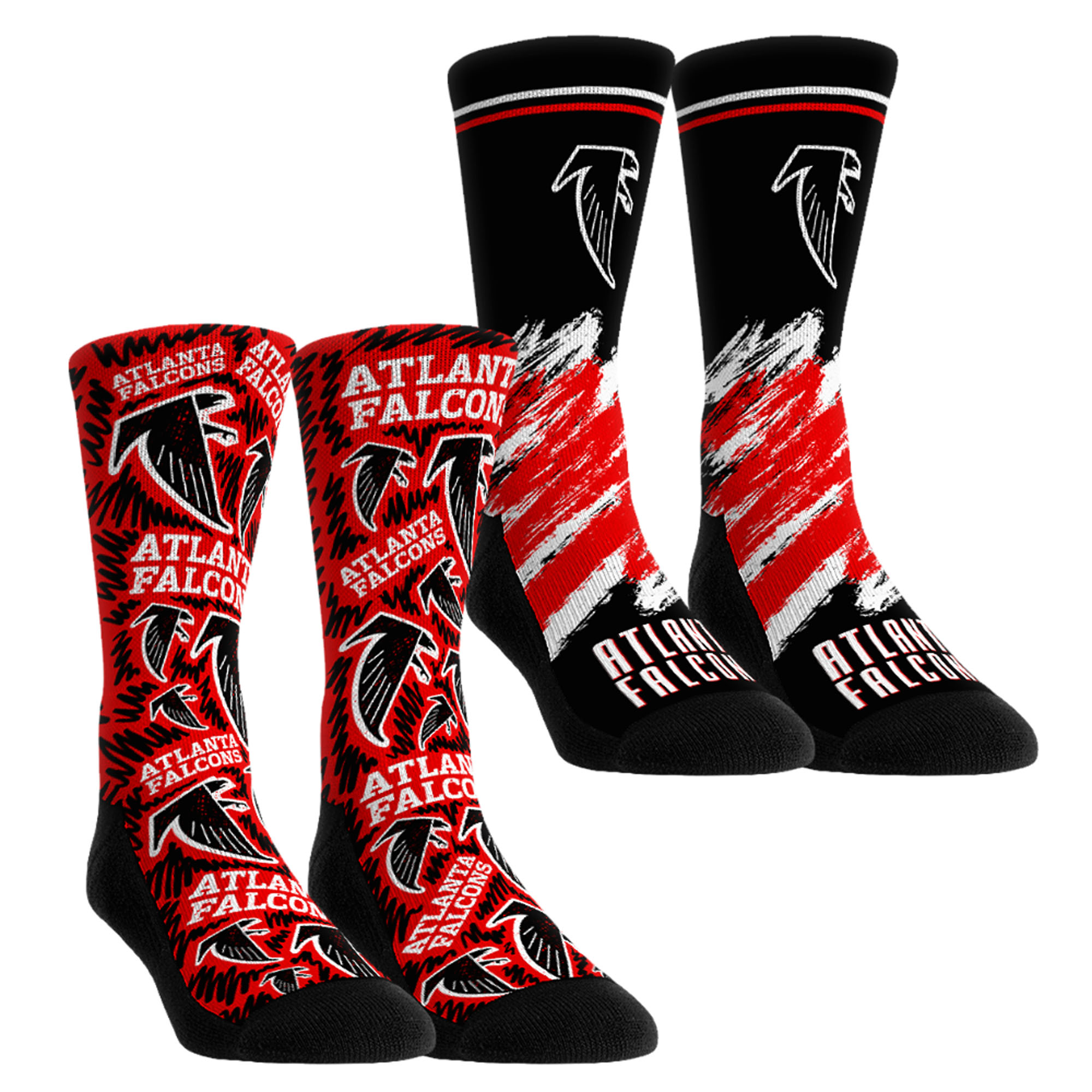 Unisex Rock Em Black Atlanta Falcons Throwback Two-Pack Crew Socks Set