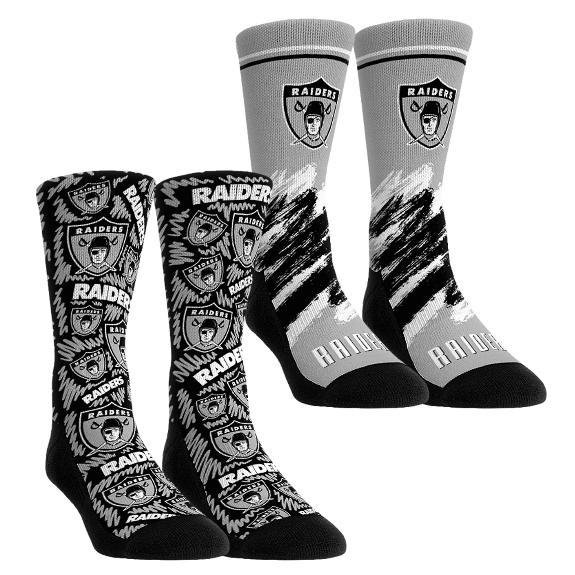 Unisex Rock Em Black Las Vegas Raiders Throwback Two-Pack Crew Socks Set