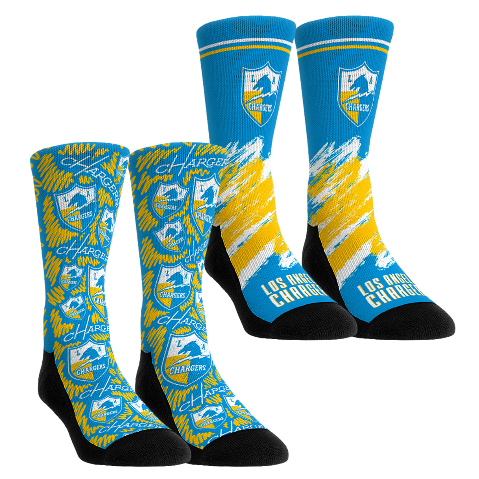 Unisex Rock Em  Blue Los Angeles Chargers Throwback Two-Pack Crew Socks Set