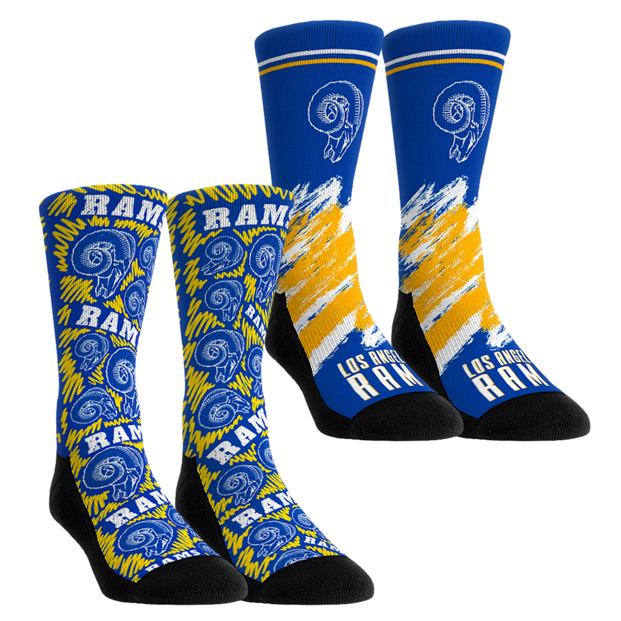 Unisex Rock Em Blue Los Angeles Rams Throwback Two-Pack Crew Socks Set