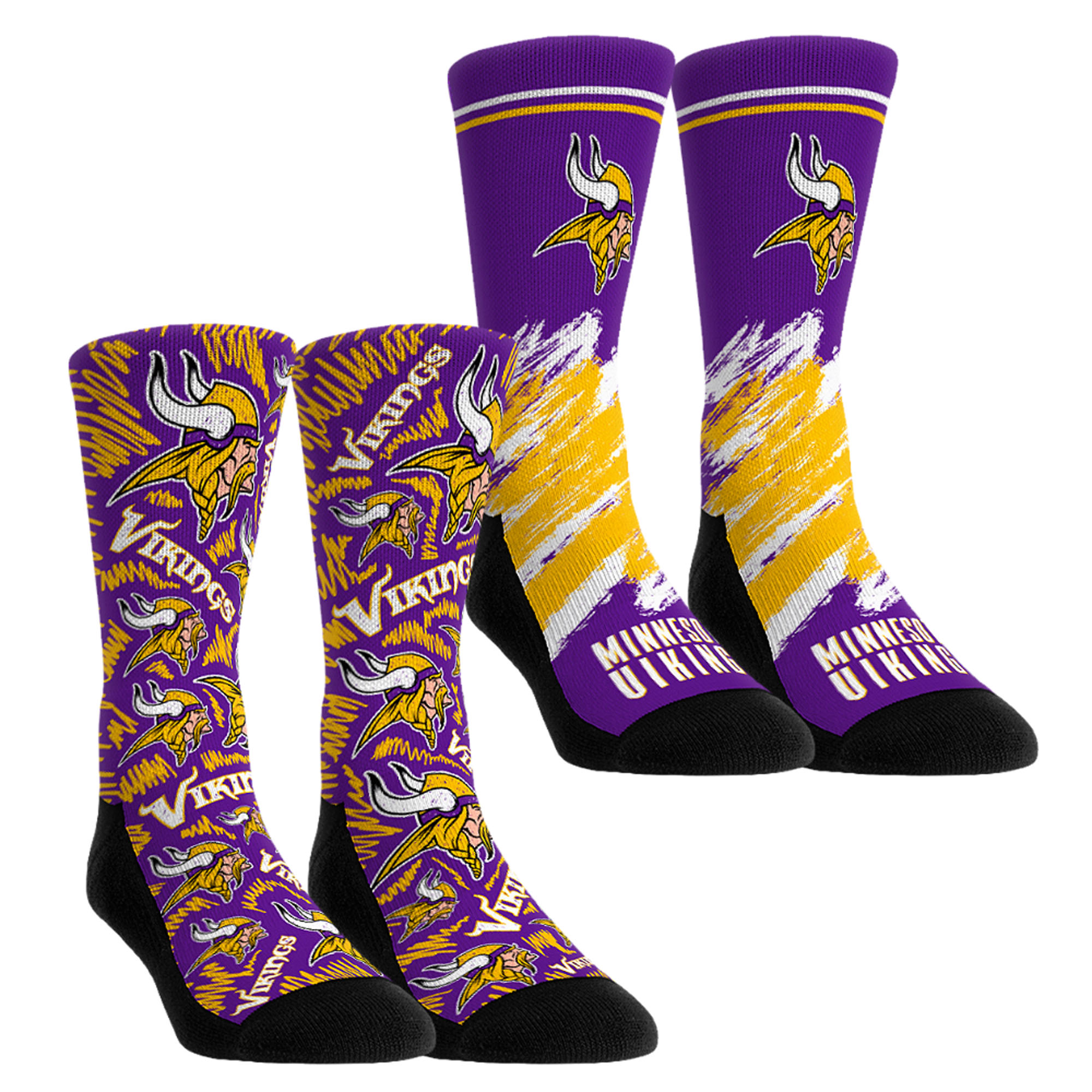 Unisex Rock Em Purple Minnesota Vikings Throwback Two-Pack Crew Socks Set