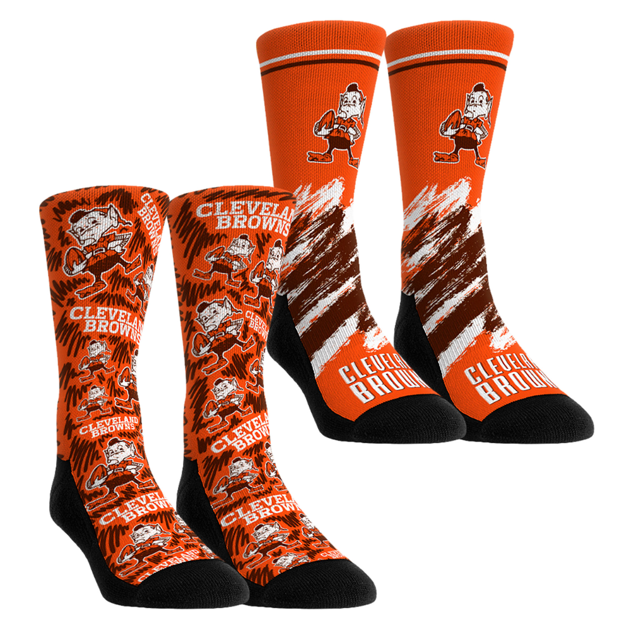 Unisex Rock Em Orange Cleveland Browns Throwback Two-Pack Crew Socks Set