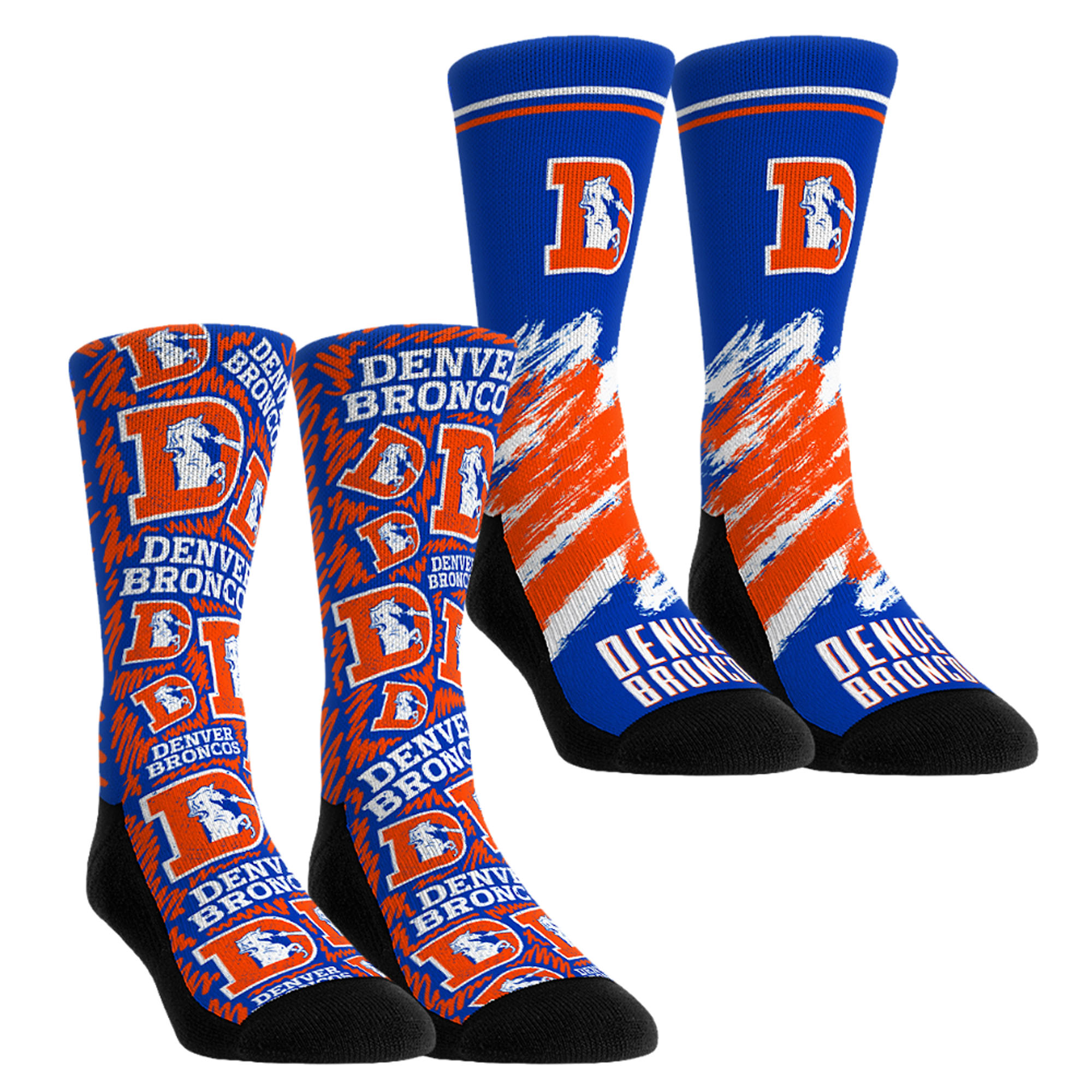 Unisex Rock Em Navy Denver Broncos Throwback Two-Pack Crew Socks Set