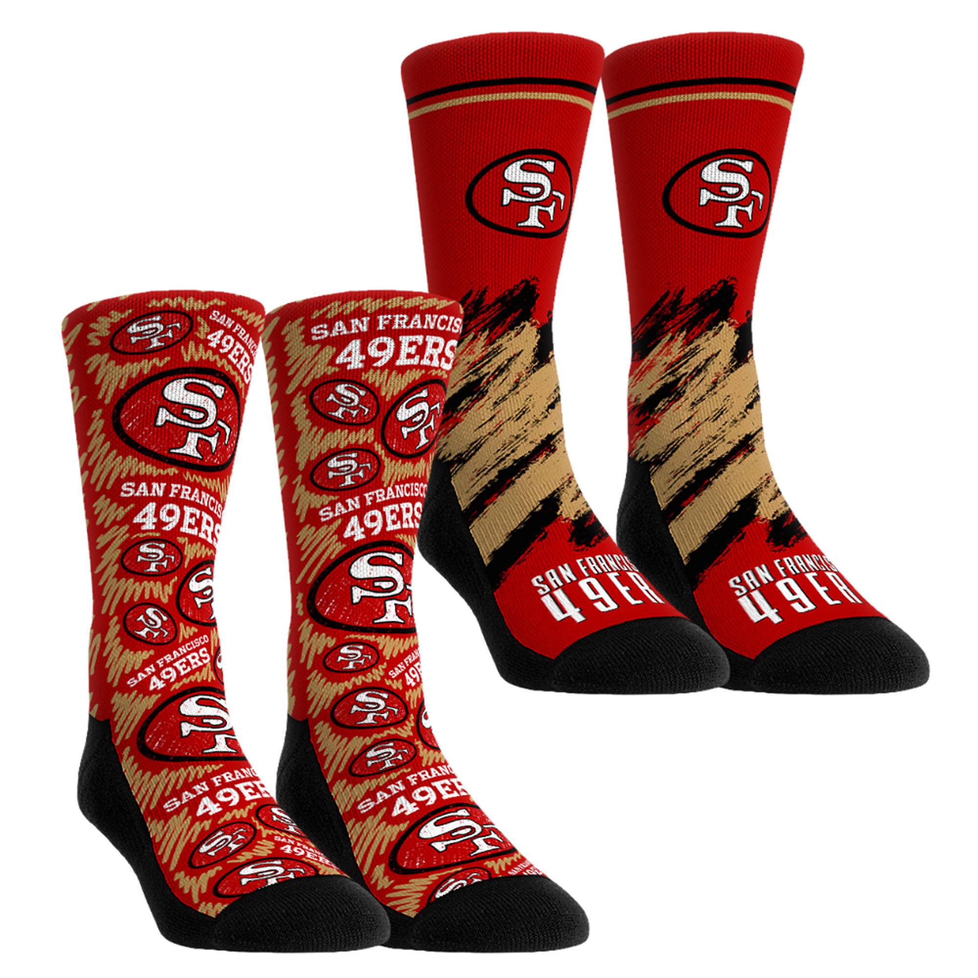 Unisex Rock Em Maroon San Francisco 49ers Throwback Two-Pack Crew Socks Set