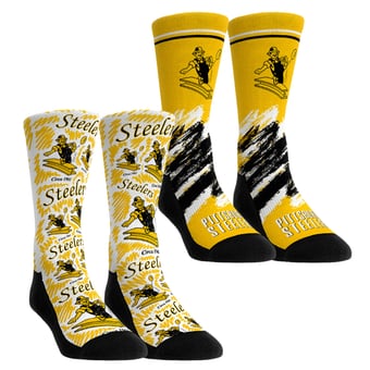 Unisex Rock Em  Black Pittsburgh Steelers Throwback Two-Pack Crew Socks Set