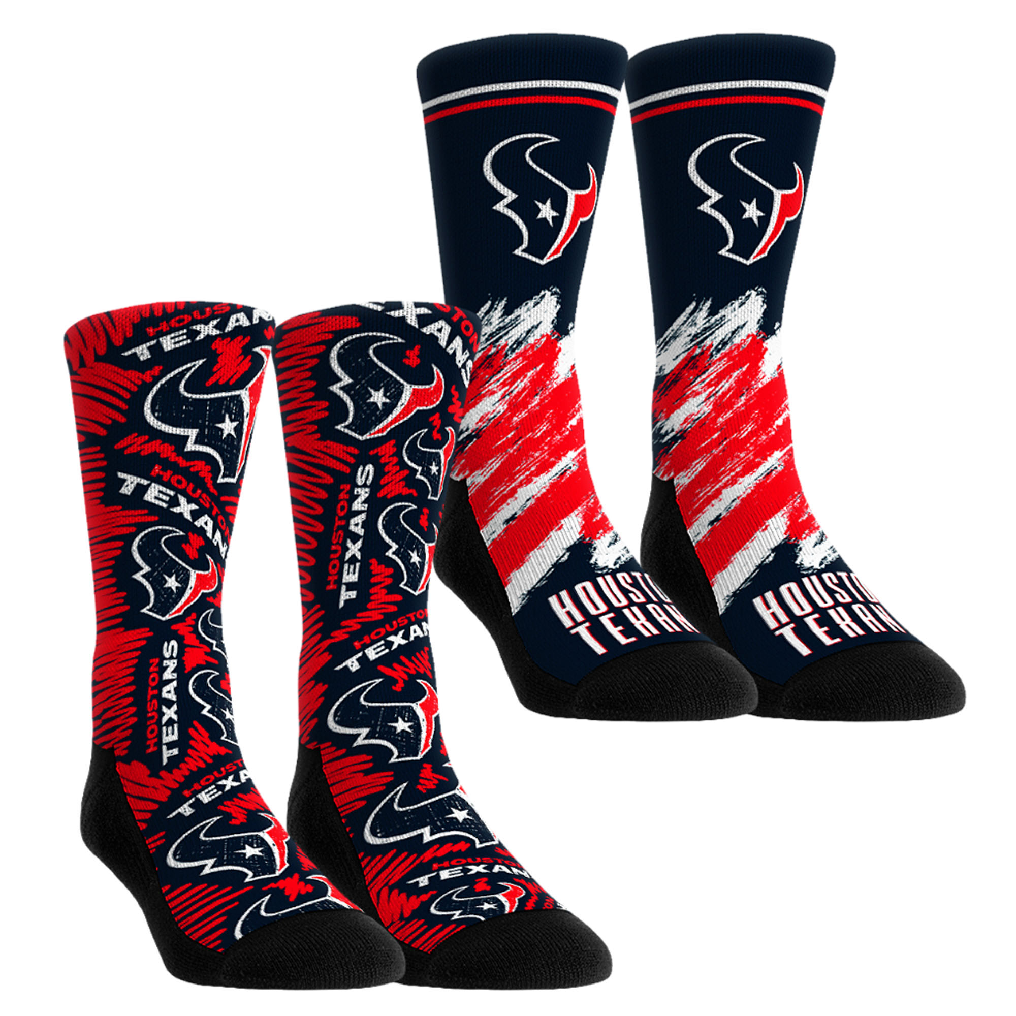Unisex Rock Em Navy Houston Texans Throwback Two-Pack Crew Socks Set