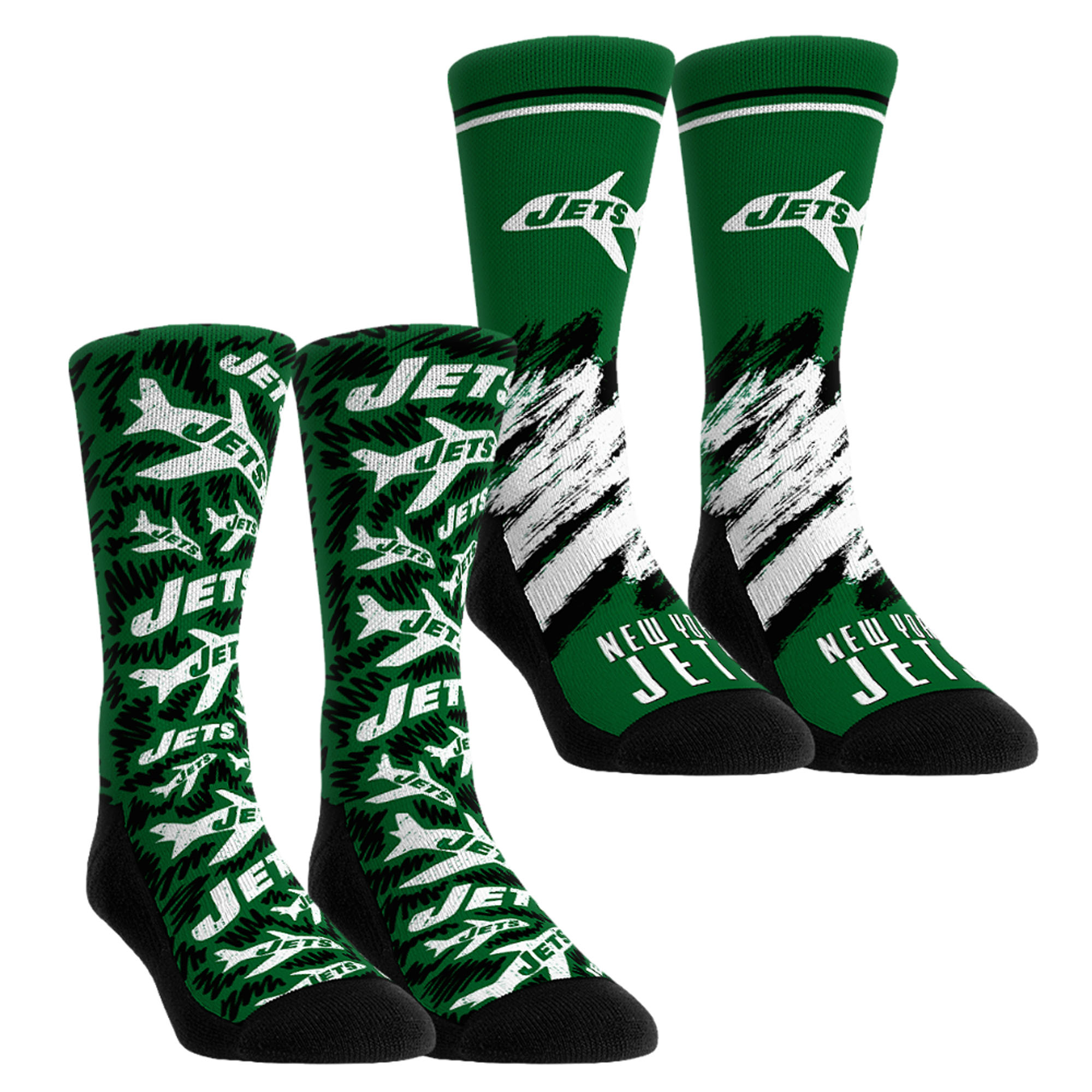 Youth Rock Em Green New York Jets Throwback Two-Pack Crew Socks Set