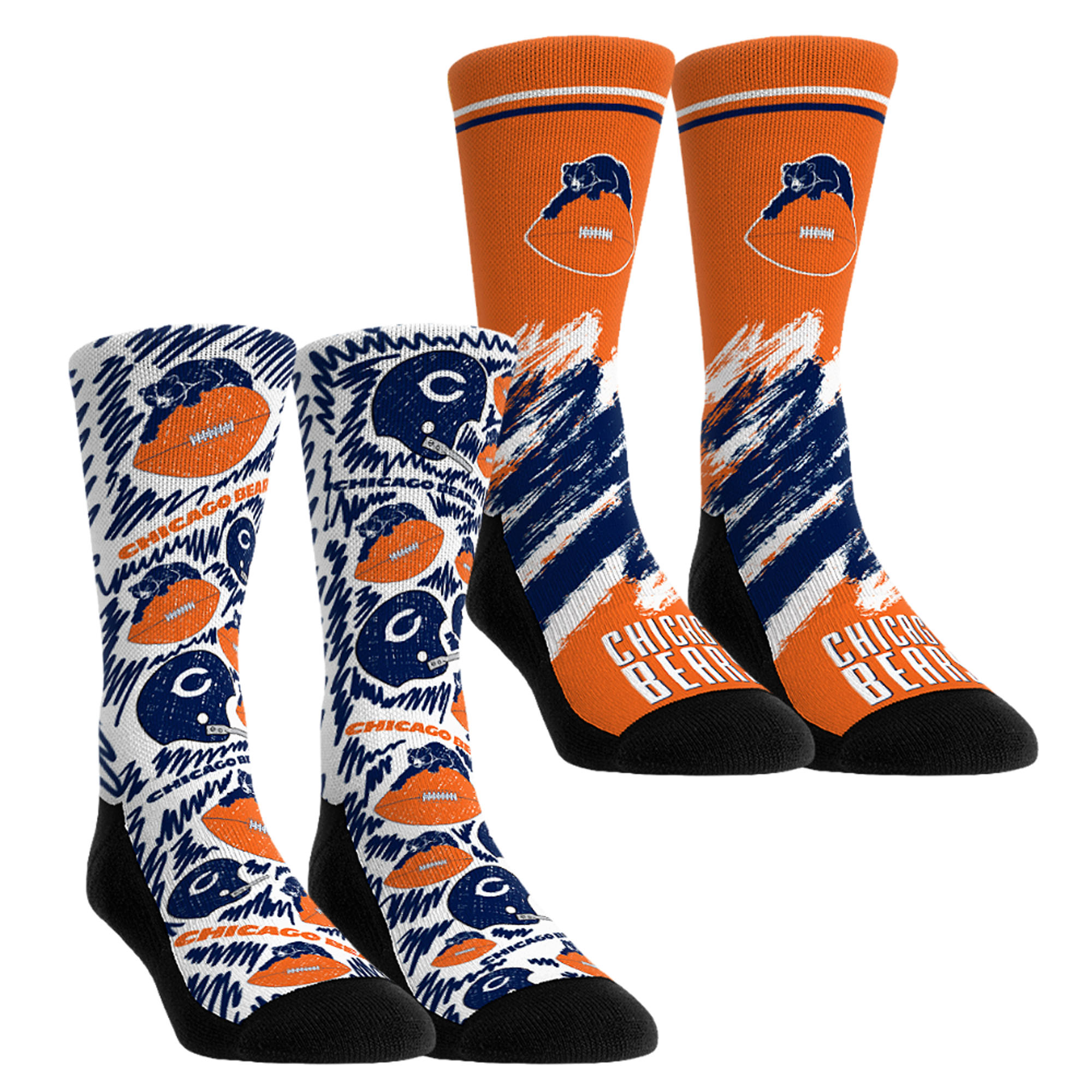 Youth Rock Em Navy Chicago Bears Throwback Two-Pack Crew Socks Set