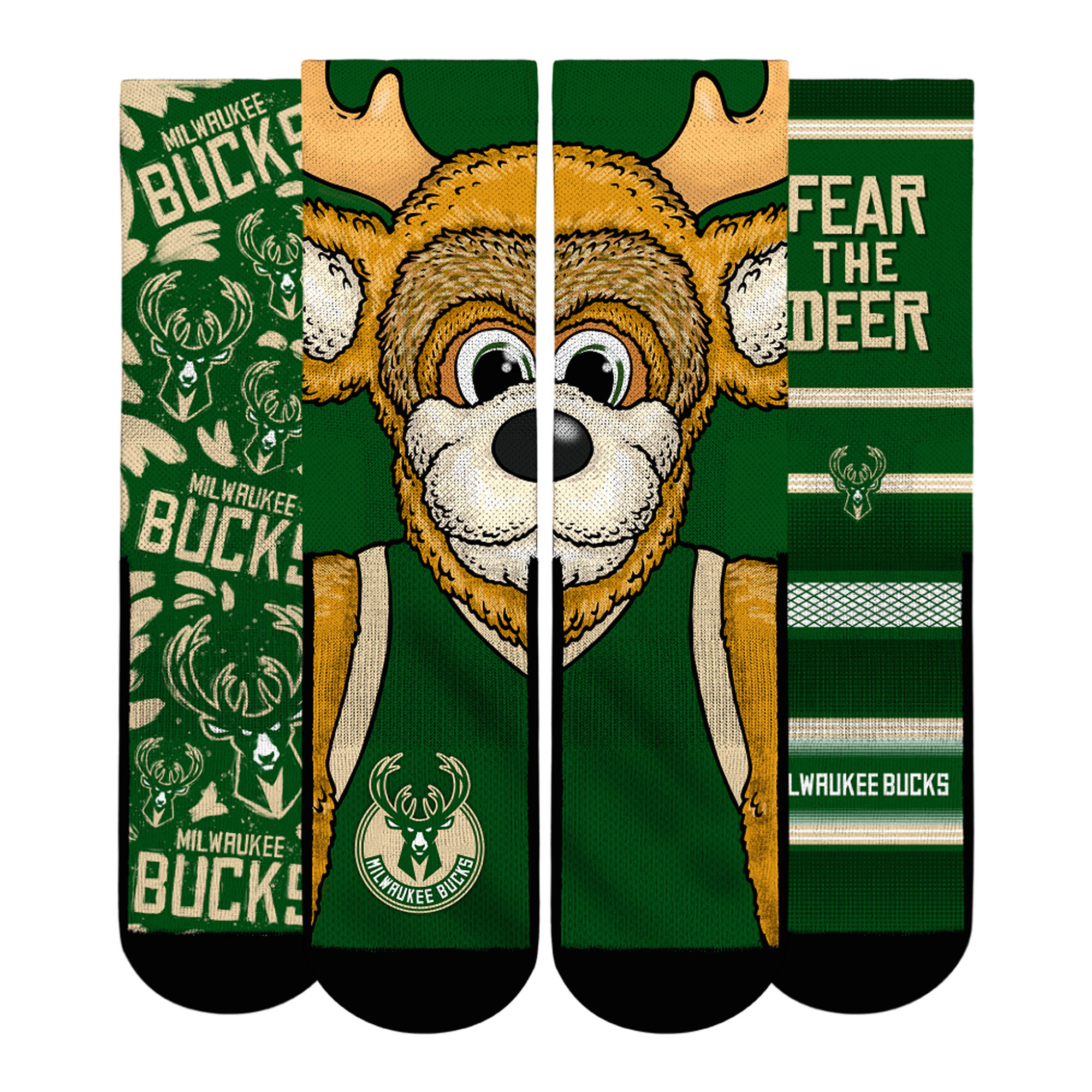 Unisex Rock Em Green Milwaukee Bucks Fan Favorites Three-Pack Crew Socks Set