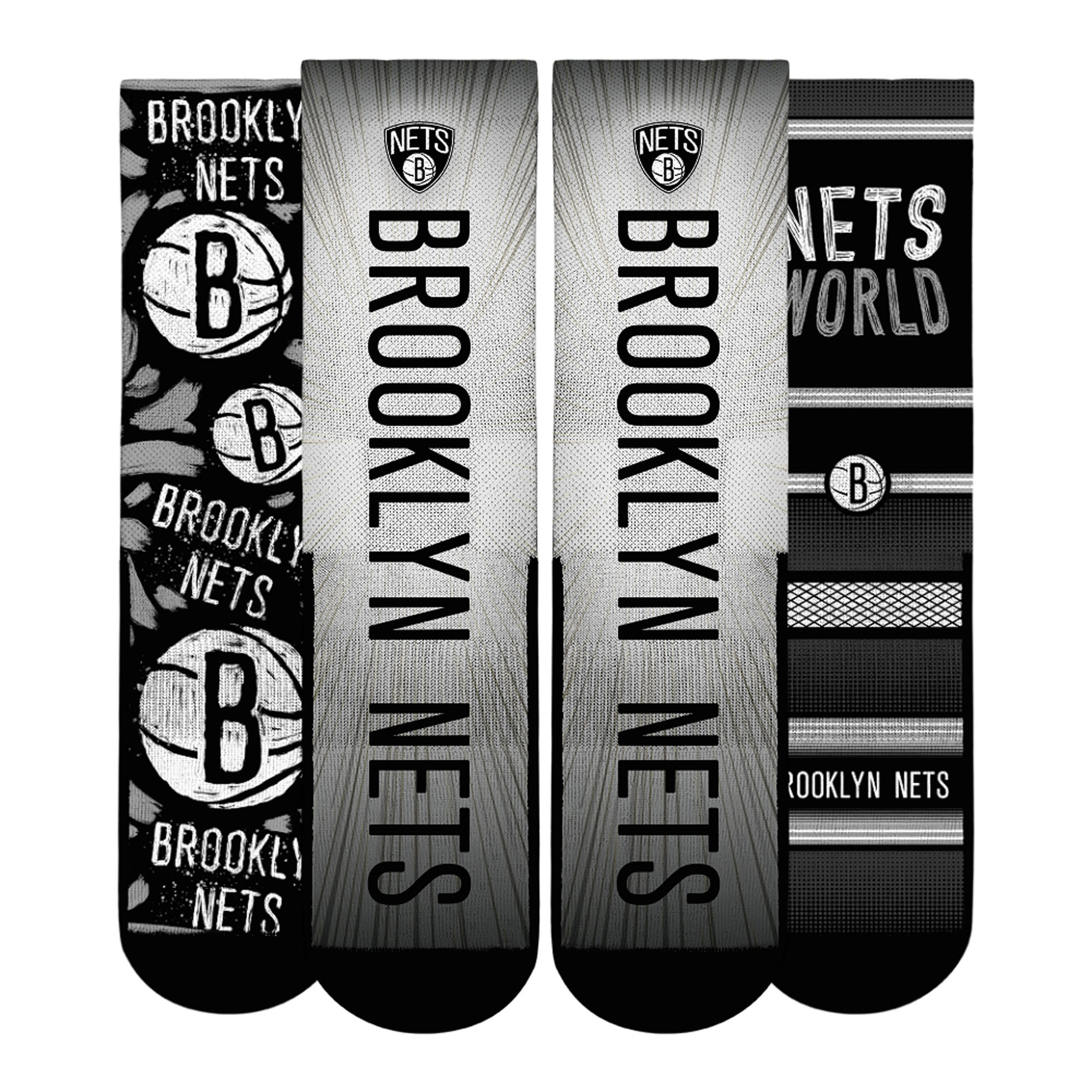Unisex Rock Em Black Brooklyn Nets Fan Favorites Three-Pack Crew Socks Set