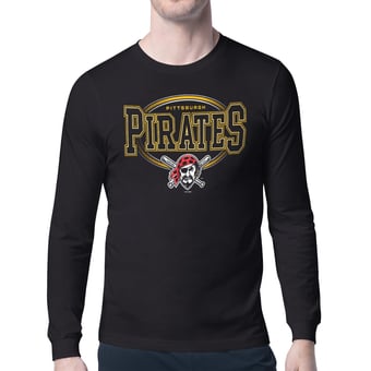 Men's Starter Black Pittsburgh Pirates Team Track Graphic Long Sleeve T-Shirt