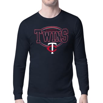 Men's Starter Navy Minnesota Twins Team Track Graphic Long Sleeve T-Shirt