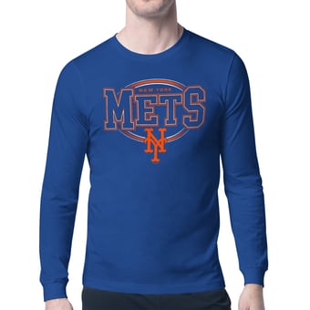 Men's Starter Royal New York Mets Team Track Graphic Long Sleeve T-Shirt