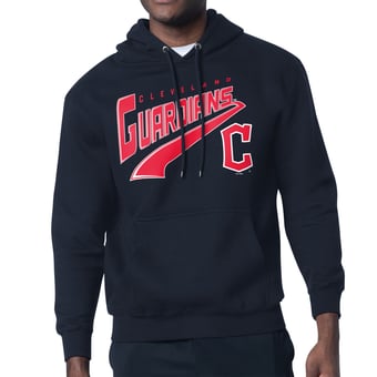 Men's Starter Navy Cleveland Guardians Modern Tailsweep Fleece Tri-Blend Pullover Hoodie