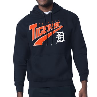 Men's Starter Navy Detroit Tigers Modern Tailsweep Fleece Tri-Blend Pullover Hoodie