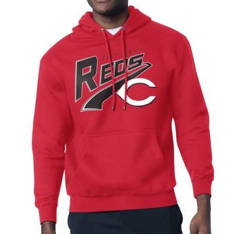 Men's Starter Red Cincinnati Reds Modern Tailsweep Fleece Tri-Blend Pullover Hoodie