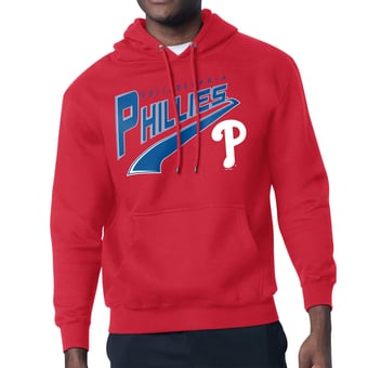 Men's Starter Red Philadelphia Phillies Modern Tailsweep Fleece Tri-Blend Pullover Hoodie
