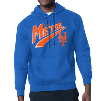 Men's Starter Royal New York Mets Modern Tailsweep Fleece Tri-Blend Pullover Hoodie