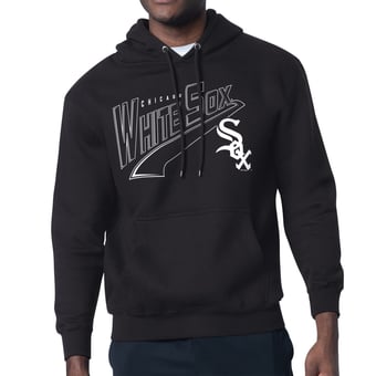 Men's Starter Black Chicago White Sox Modern Tailsweep Fleece Tri-Blend Pullover Hoodie