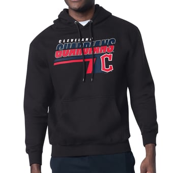 Men's Starter Black Cleveland Guardians Logo Push Graphic Hoodie