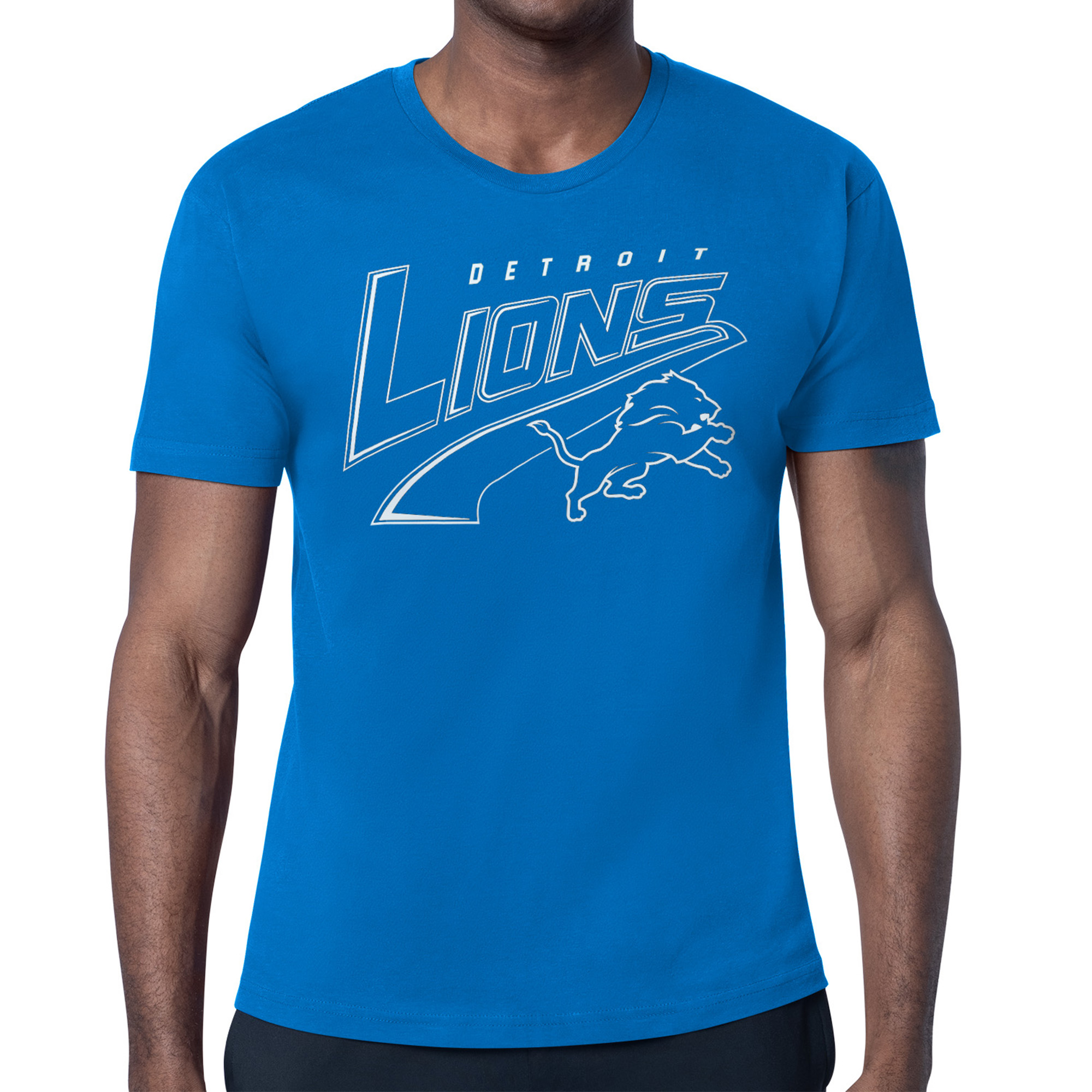 Men’s Starter Blue Detroit Lions Modern Tailsweep Graphic T-Shirt Men’s Starter Blue Detroit Lions Modern Tailsweep Graphic T-Shirt