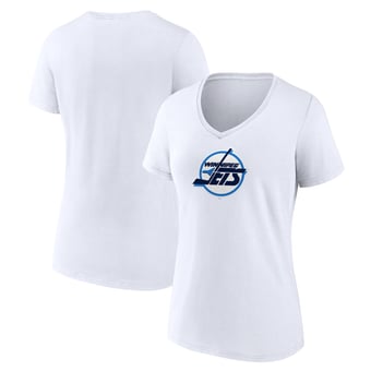 Women's White Winnipeg Jets Primary Logo V-Neck T-Shirt
