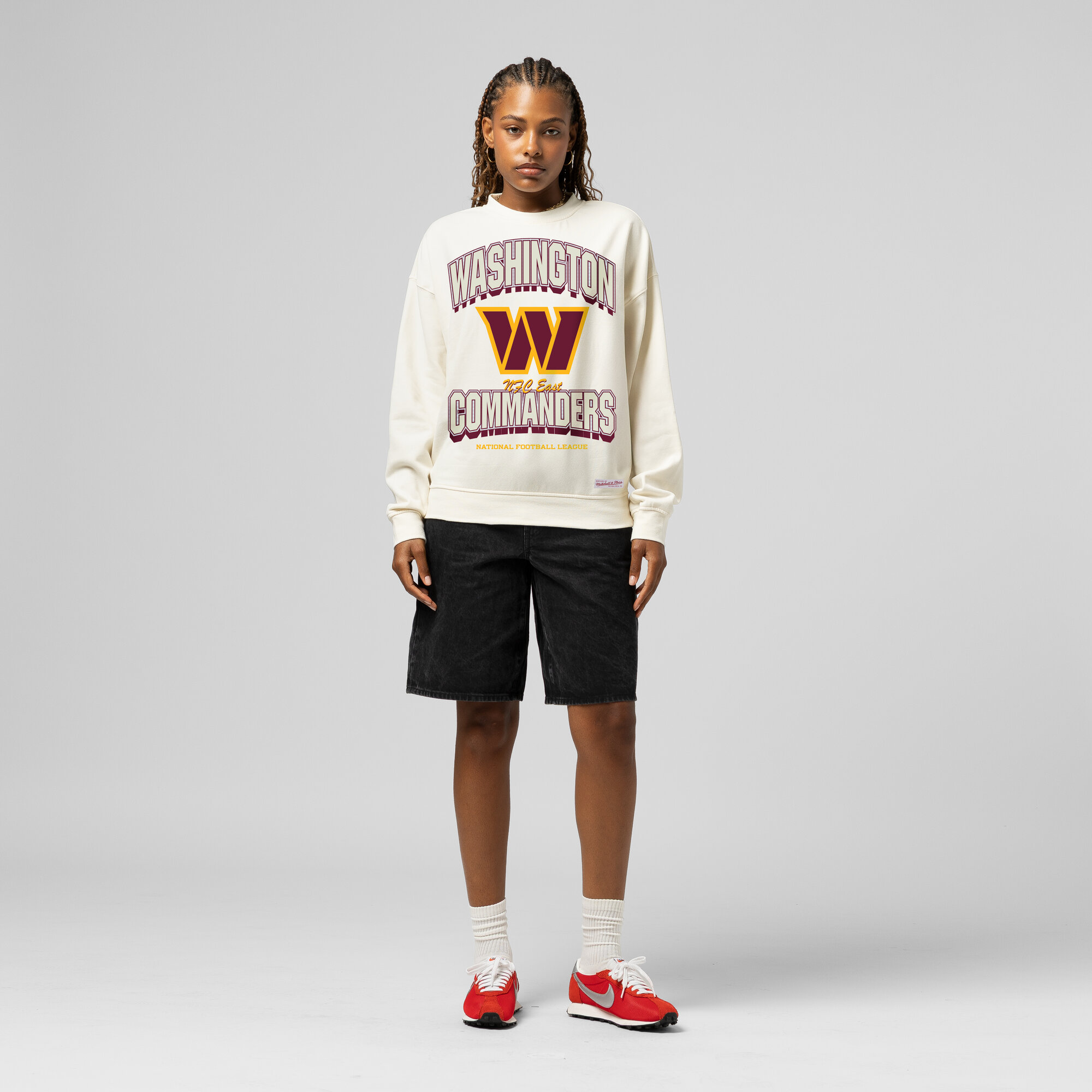 Women's  Mitchell & Ness  Cream Washington Commanders Tonal Arch Sweatshirt