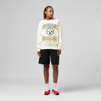 Women's  Mitchell & Ness  Cream Pittsburgh Steelers Tonal Arch Sweatshirt