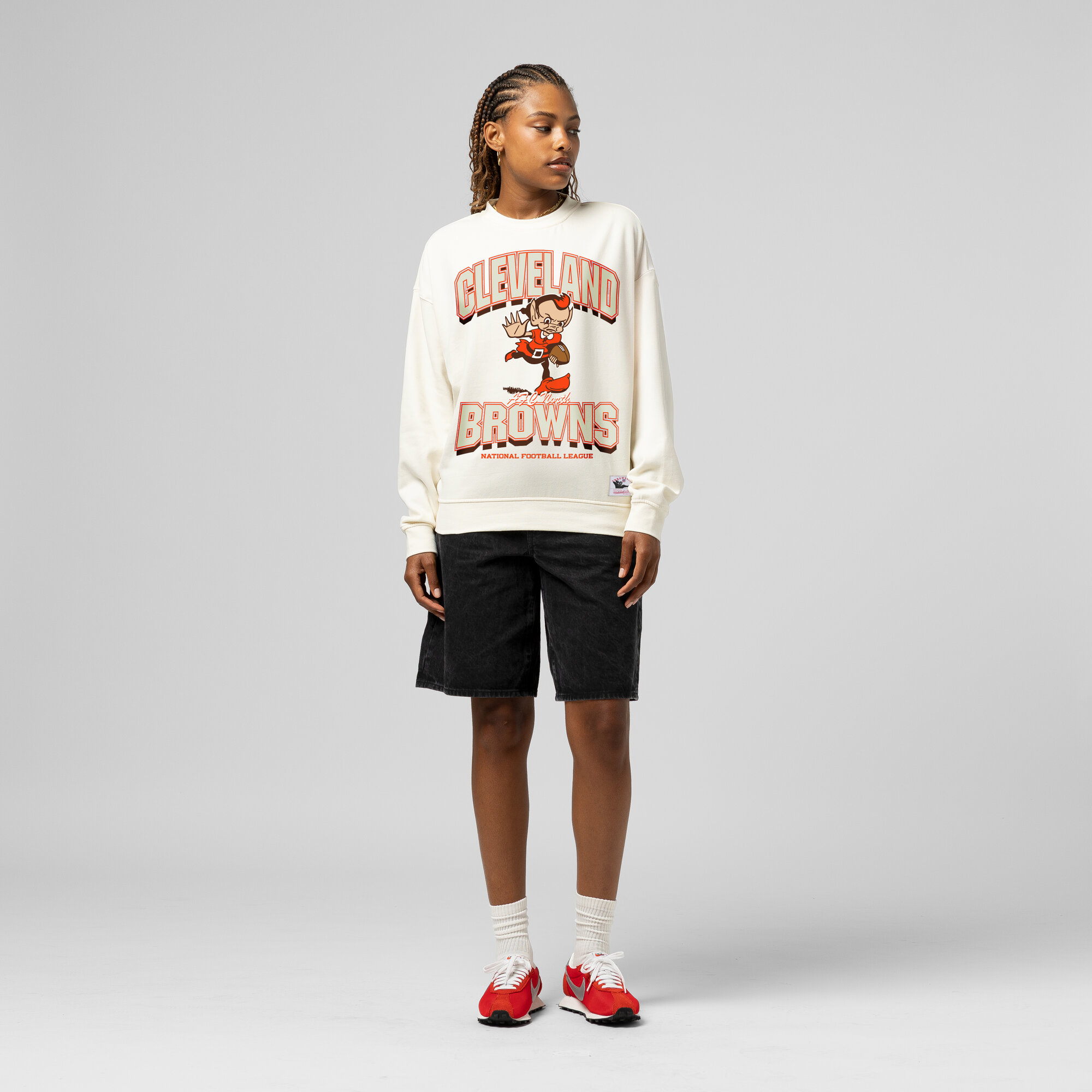 Women's Mitchell & Ness Cream Cleveland Browns Tonal Arch Sweatshirt
