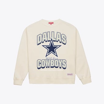 Women's  Mitchell & Ness  Cream Dallas Cowboys Tonal Arch Sweatshirt